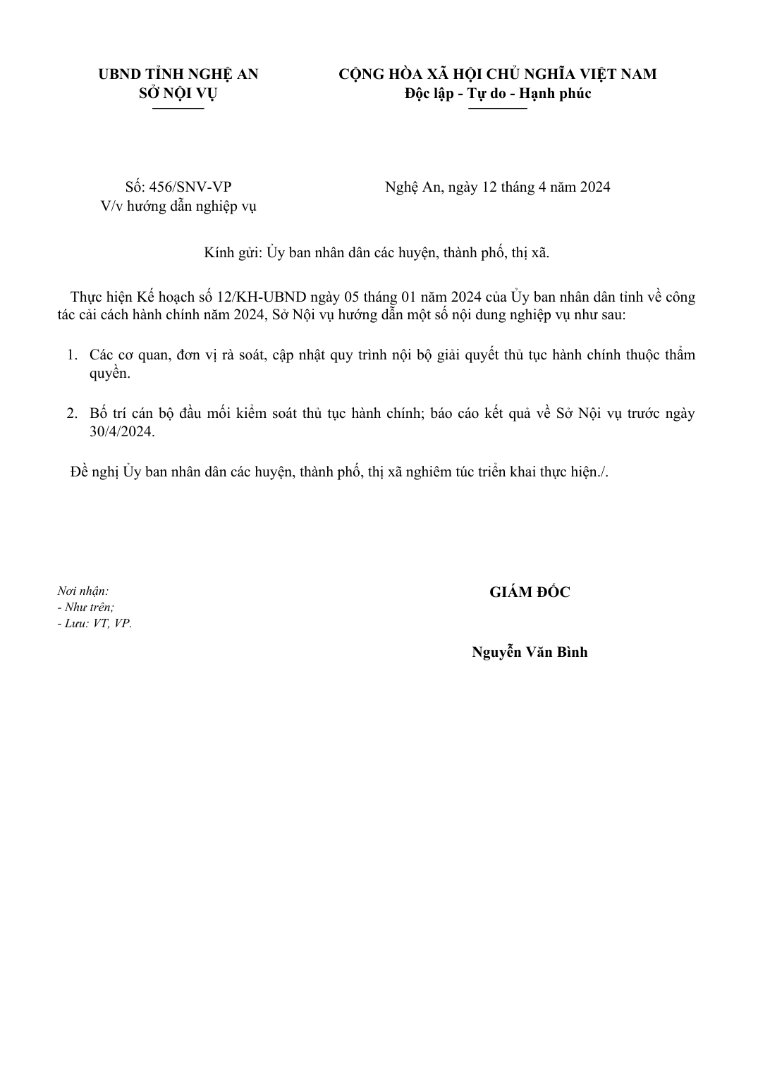 Công văn hành chính - File Word kết quả