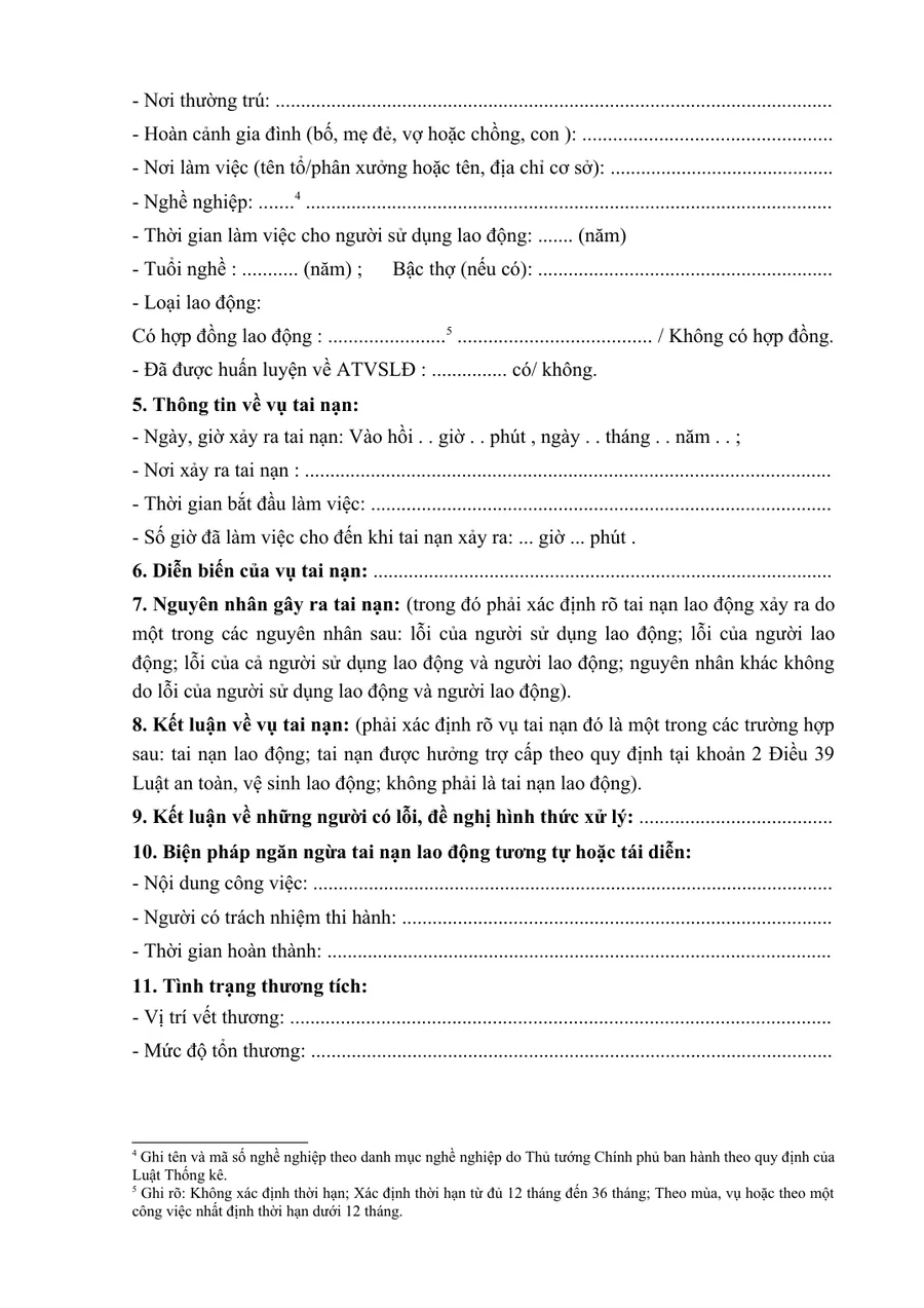 Biểu mẫu nhiều dòng chấm và chú thích cuối trang - file Word kết quả